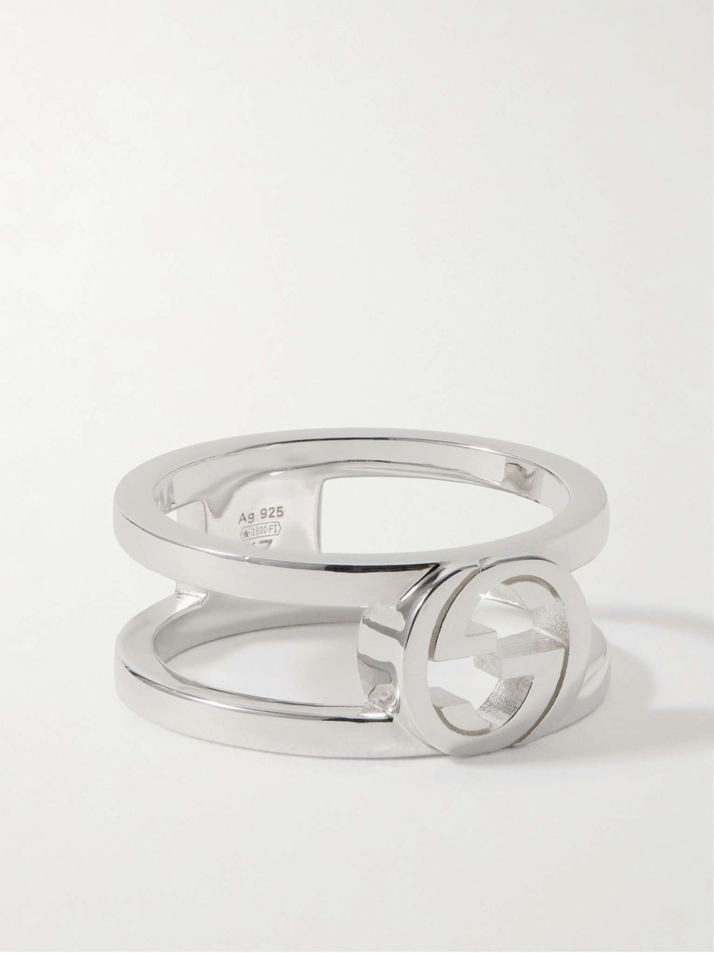 Gucci Double-Band Logo Ring - Silver